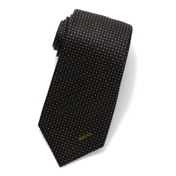 GUCCI Black/orange Men's Made In Italy Designer Silk Tie - Picture 1 of 1